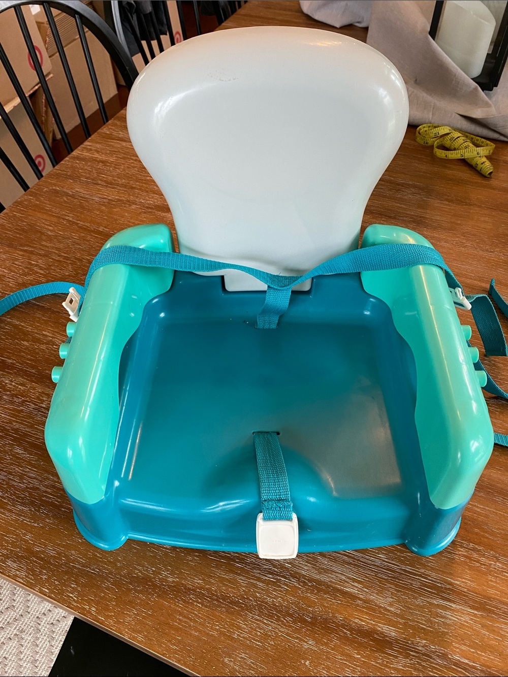 Portable Teal Booster Seat with Safety Straps